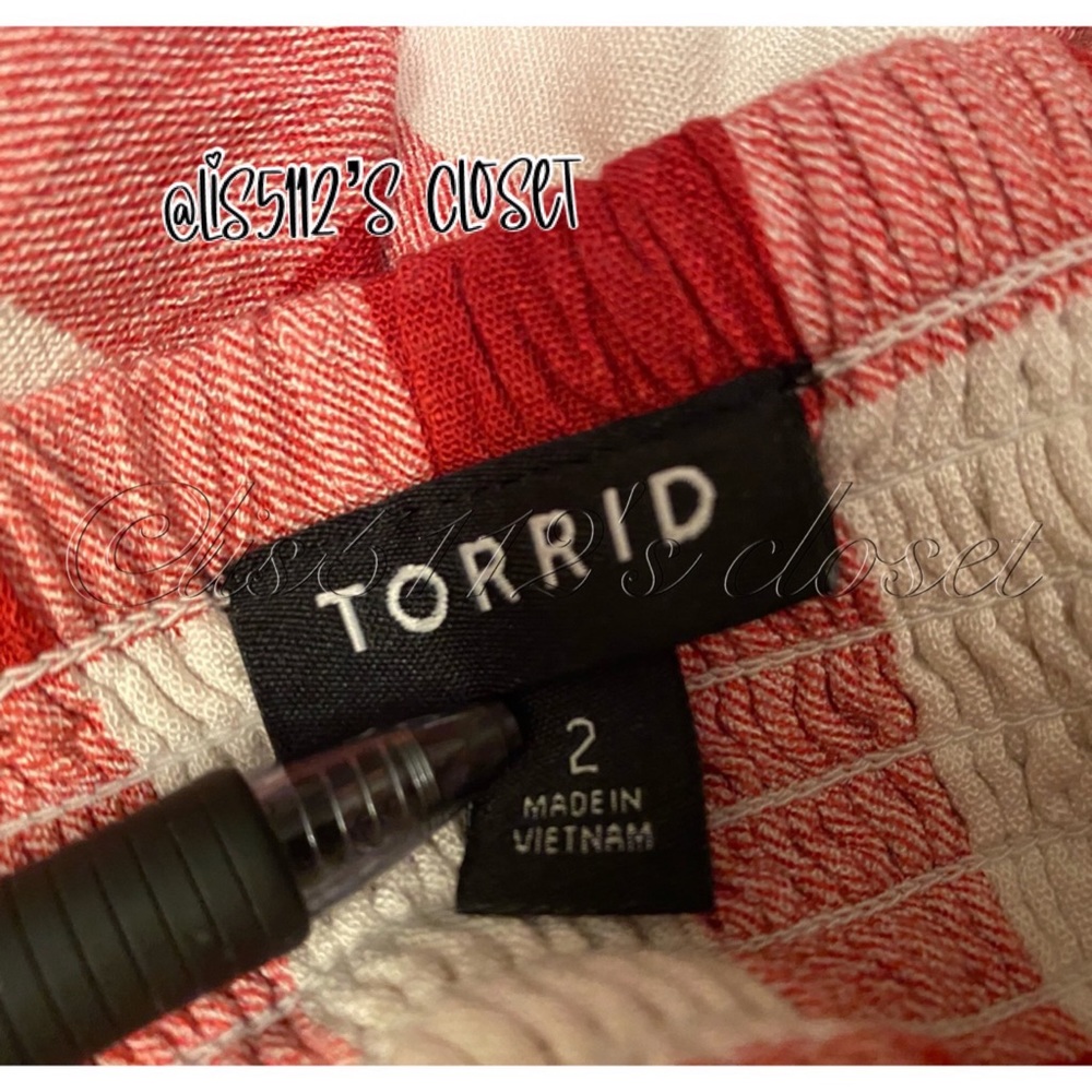 Torrid Red & White Gingham Retro Woven Button-Front Midi Swing Dress 2X 18 20 - Picture 6 of 15
